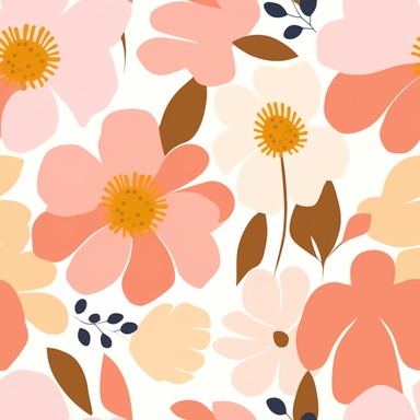 light pink and light brown flower cliparts, in the style of victor pasmore, light orange and light pink, free brushwork, henri rousseau, stencils, mural-like compositions, elsa beskow, minimal art