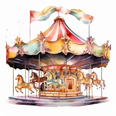 Carousel Element Watercolor Sublimation Clipart, Clipart, white background, no watermark, no text, no word,