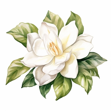 watercolor gardenia clipart clear white background