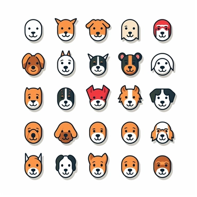adorable simple dog icons clipart, white background, adobe illustrator vector