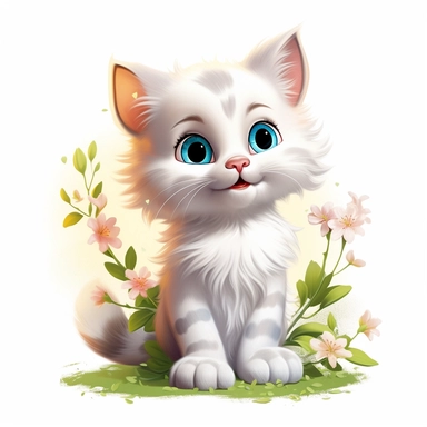 clipart, cute cat, classic disney, spring, no text