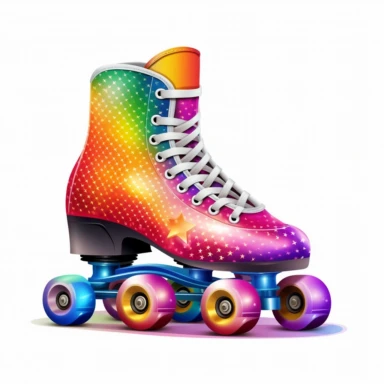 Roller Skate and rainbow star clipart, senary Vector Style, High quality, White Background