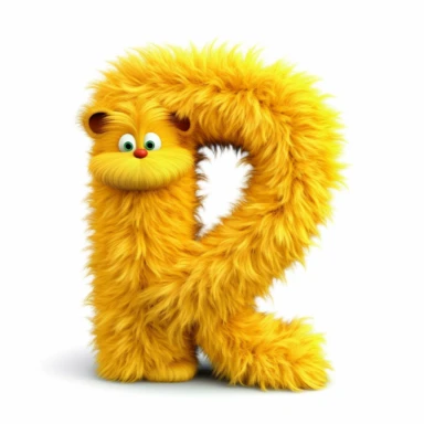 clipart style letter Z, Dr. Suess fluffy style with arms, legs and friendly cute face for children