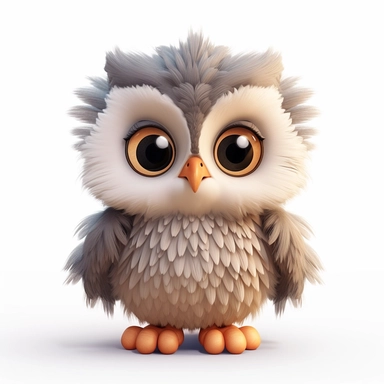A cute adorable baby owl concept draw art trending artstation 8k cartoon clipart on white background