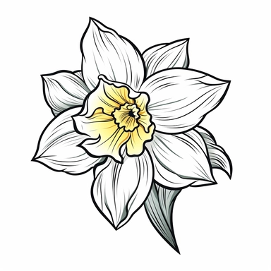 clip art Daffodil simple color thick lines white background 8k,--q3