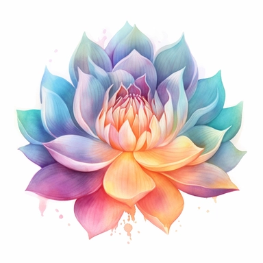 lotus flower, clipart, intense white and deep pastel colors, dnd, watercolor, no background, isolated on a white background, self contained, well defined edges, by amy sol and magali villeneuve and susan bourdet and ross tran, spaced out, glowy, intricate, 8k
