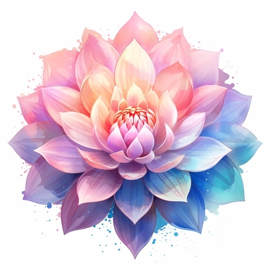 lotus flower, clipart, intense white and deep pastel colors, dnd, watercolor, no background, isolated on a white background, self contained, well defined edges, by amy sol and magali villeneuve and susan bourdet and ross tran, spaced out, glowy, intricate, 8k