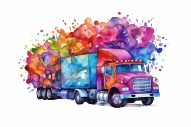 Watercolor, Craft a heart shape using intertwined transportation vehicles clipart, hd, on a white background, spaced out