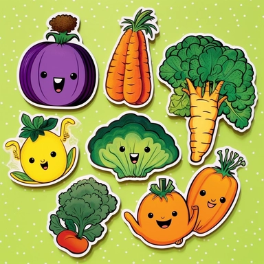 cute veggie clipart for kids, fruit and vegetables, in the style of satoshi kon, intricate cut-outs, paper cut-outs