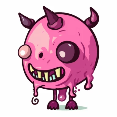 2d pink bubblegum cow zombie monster mutant on white background drawing in microsoft paint , no shadow, flat picture, clipart