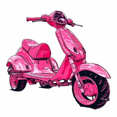2d pink spyder bubblegum scooter mutant on white background drawing in microsoft paint, no shadow, flat picture, clipart