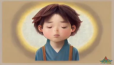beautiful portrait of a kid saying a prayer, christian, clean clear face, closed eye, 2d, illustration, clipart, in Ghibli studio style