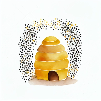 minimalist bee hive. Simple and cute. Watercolor clip art style. White background.
