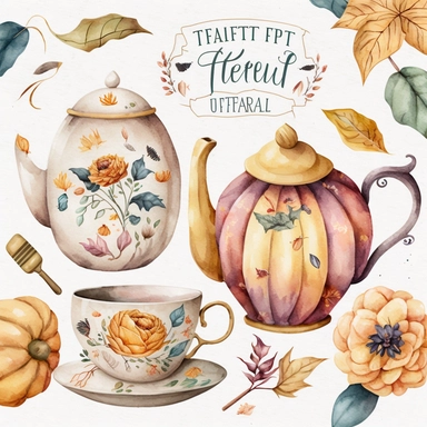 tea party,tea clipart,tea set clipart,tea cup png,tea cup clipart,watercolor teacup,tea time,tea set,fall clipart,autumn tea,autumn watercolor,pumpkin tea,pumpkin spice Watercolor Pumpkin Tea Clipart, autumn and fall holiday tea cups, Thanksgiving pumpkin spice clip art PNG graphics