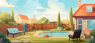 large backyard on a sunny day clipart