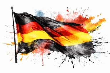Watercolor, Germany Country Flag, clipart, hd, on a white background, spaced out