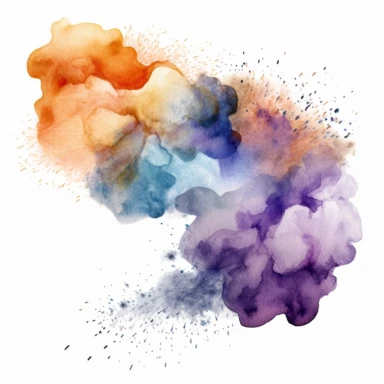 smoke, dust, glitter watercolor clipart, white background