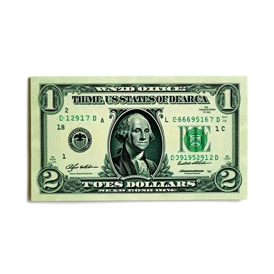 single dollar note, green colour palette, clipart, isolated on white background