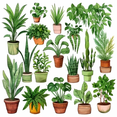 House plants PNG clip art Greenery clipart digital download