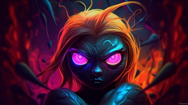 webp, oil painting, glowing eyes, clipart, Halloween, glow in the dark, neon, uhd, vivid, colorful, highly detailed,