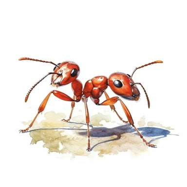 Watercolor clip art on white background, Ant in action, high-resolution image, soft pastel, cinematic, dramatic, ultra realism,4k, very detailed, white background,