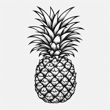 flat ananas clipart black outlined contour white background png svg