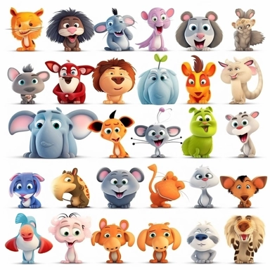 funny animal cartoon clipart bundle, 4k