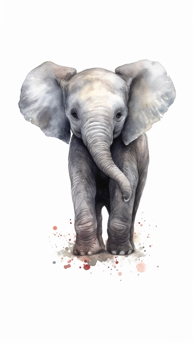 elefant clipart, PNG, Nursery wall art, white background full body