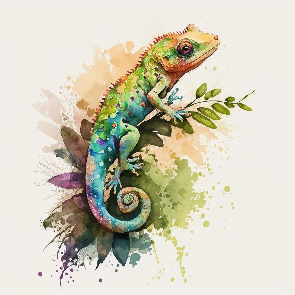 gecko, watercolor, clipart, 2d, vector, sticker, cartoon, cute, themed ...