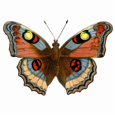 intage Vintage Peacock Britain Butterfly Victorian Illustration, 1920s Illustration, Vintage, Antique, Ephemera, Clipart, 8k, Isolated on white