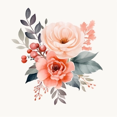Watercolor flower bouquet clipart, Rose and flower boho clipart, Wedding bouquet, Rose gold clipart, 8k--v 5