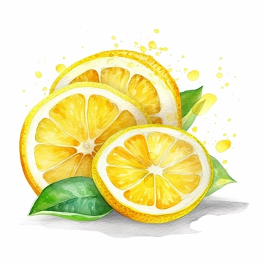 watercolor lemonslice clipart, bright colors, hyper realistic