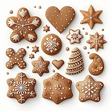 illustration clipart set christmas gingerbread treats hd realistic white background and white margins