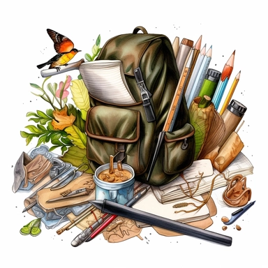 stationery, books, notebooks, pencils, backpacks, folders, globes, computers, and many more, illustrations, clipart, meticulously hand-illustrated, bringing the beauty of nature, white background