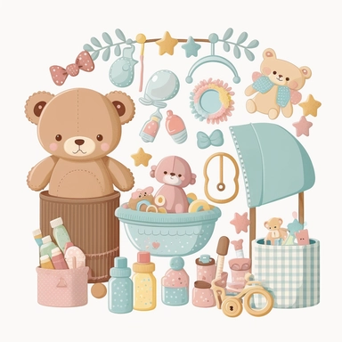 baby stuff clipart, white background