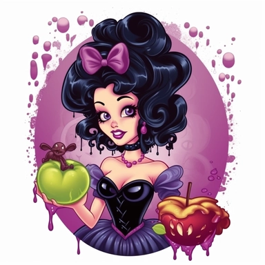, What if snow white was the evil queen , Purple and green, Halloween , Poison apple , Clipart, vector