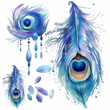 watercolor peacock clipart png graphics ,aquarelle fantasy sun catcher, feathers 8k,rain view - <@1115140997073096794> (fast)