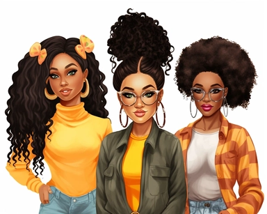 3 girls per grid, Black Girl Magic, Beautiful braided hair styles, Fashion Nova Themed Clipart, Black Girls Magic Clipart, Black Women Clipart, Black Girls PNG, Black Girl, pink and green theme, Sticker/Planner/Journal/Print Lady boss clipart, Boss Fashion clipart, Fashion Girl Clipart, Boss Girl clipart, Fashion Illustration, Afro lady clipart