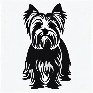Yorkshire terrier flounder SVG, PNG, EPS. Cricut. Yorkshire terrier svg clipart. Silhouette svg cut file, full shot, centered, white background. blank background