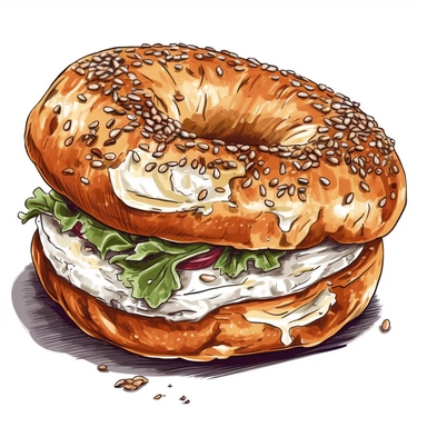 Vector illustration clipart>Bagel with cream cheese
