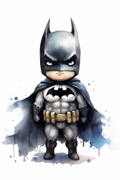 batman watercolor clipart cute isolated on white background