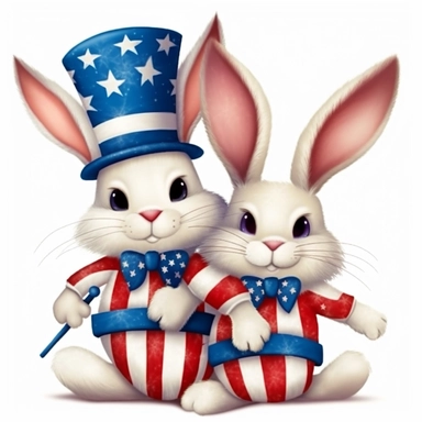 very cute 4th of july themed bunny rabbits clipart