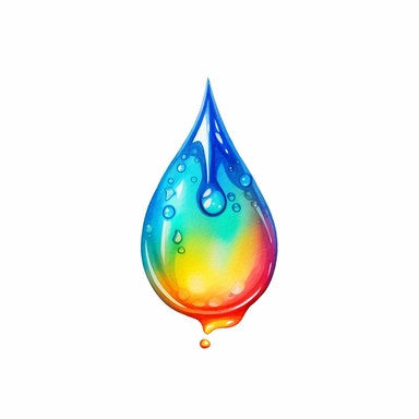 watercolor colorful clipart of a glistening dew drop, hd, on white background