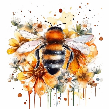 Watercolor Honeybee on a field full of flowers. Clipart Bundle.Everything is full of colourful flowers with green,red,yellow.Summer Clipart. Watercolor flower digital Graphics. Honey Bees, Honey Jar, Honey Drips.watercolor honey bee Clipart. Spring Garden honey dripping from honeycomb. Fantasy,white background. Black and white ink. solution HD : : ultrarealistic,Leica M6 camera with a Leica 50mm f/2 Summicron lens Fujifilm Pro 400H, set the ISO to 400, shutter speed to 1/125, and aperture to f/2