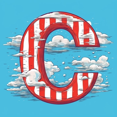 isolated flat clipart on a white background of a cute letter С on a blue background and red horizontal stripes tshirt design graphic, in the style of daniel f. gerhartz, transcendent, nikon d850, art of burma, captures the essence of nature, in the style of organic forms and patterns, expansive skies, hyper-detailed illustrations, i can't believe how beautiful this is, lively colors