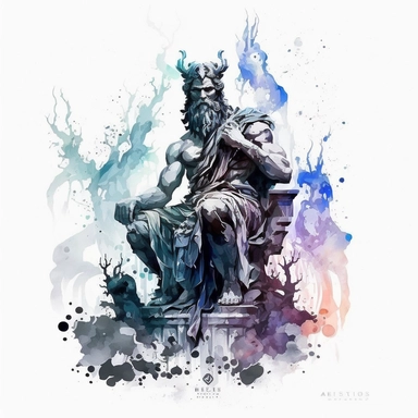 Greek god Hades, clipart format, watercolour, full white background