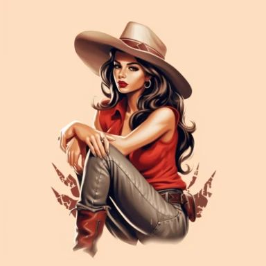western girl with hat, pin up style, kneeling, holding a banner, png, minimal cartoon, clipart, vector, digital airbrush, in the style of tattoo