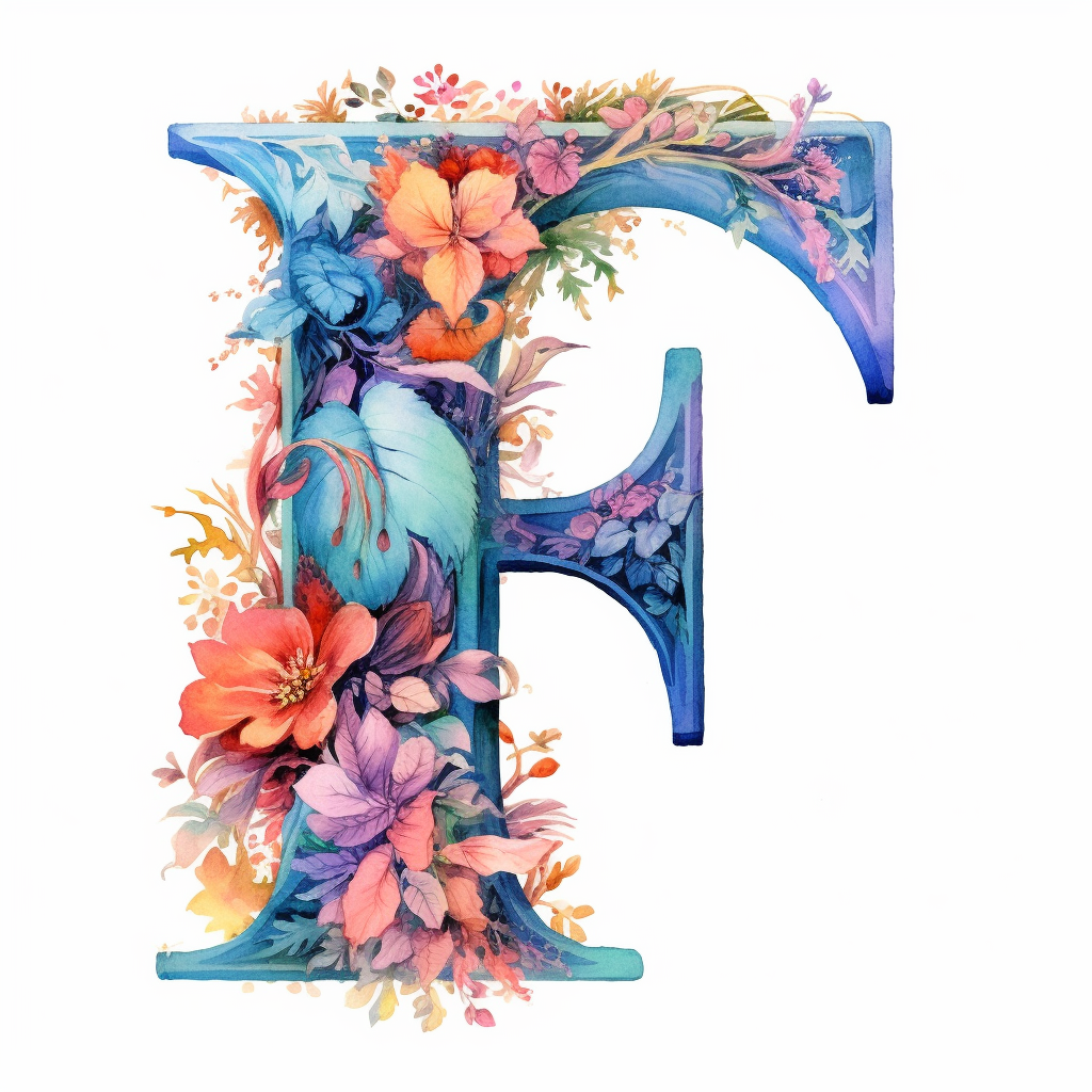 Watercolor illuminated initial, letter F, Clipart, F, witchy, magical ...