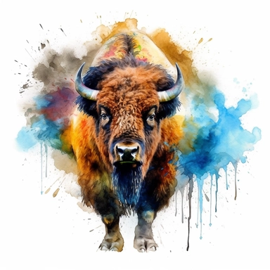 american bison oil painting watercolor clipart graffiti