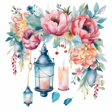 Bring to life a watercolor clipart of a dreamy prom decoration that will make memories last forever, white background